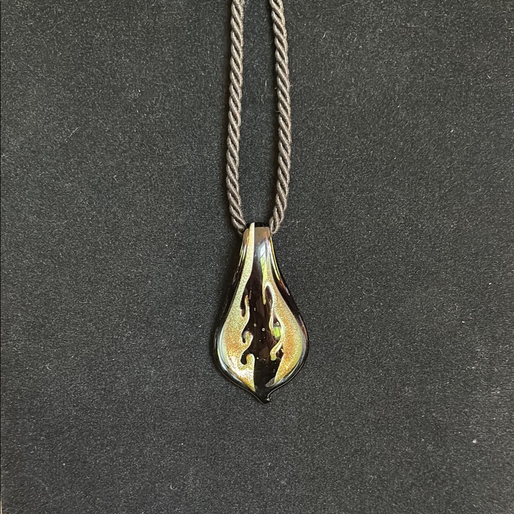 Modern Black and Gold Murano Glass Necklace